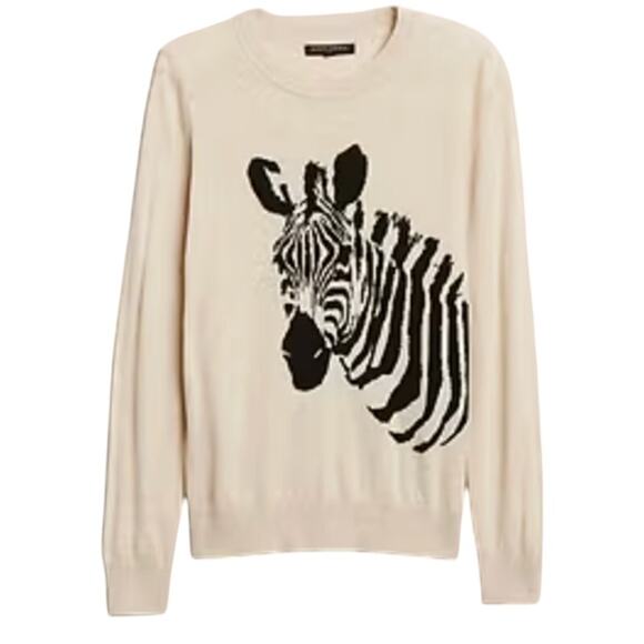 Banana Republic Zebra Cotton Sweater M - Picture 2 of 6